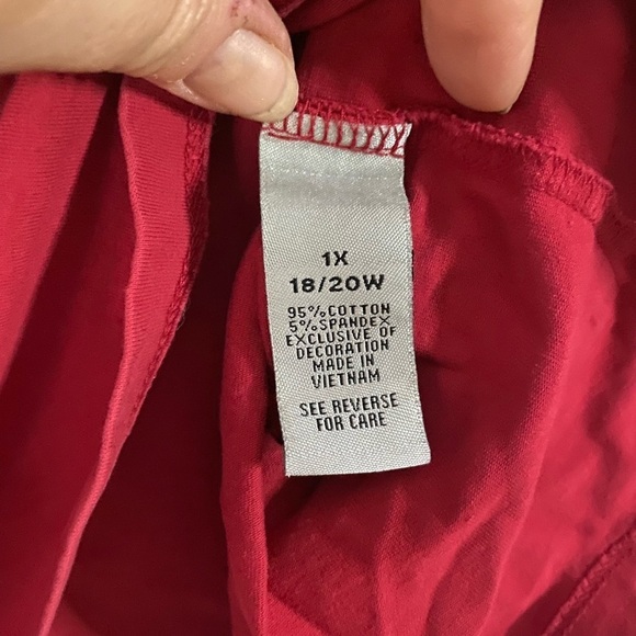 Catherines Suprema Collection Red Top Women's Size 1X (18-20W) Sheer Panels - Picture 3 of 5